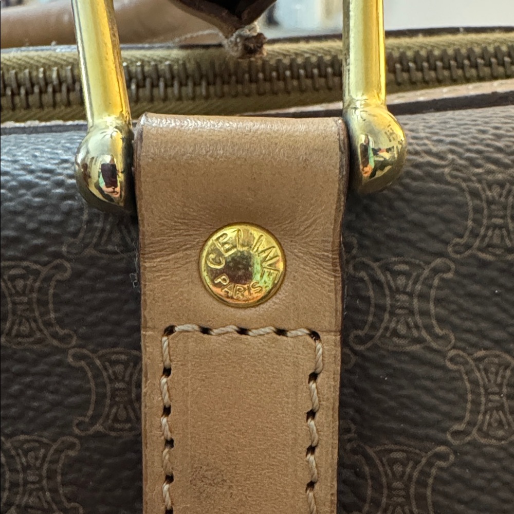 Celine Brown & Tan Monogram Canvas Top-Handle Tote - Picture 13 of 13